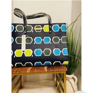 Multi colored Tote with a sunglass design